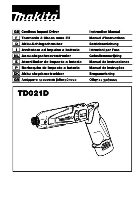 Mode d'emploi MAKITA TD021D