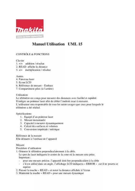 Mode d'emploi MAKITA UML15