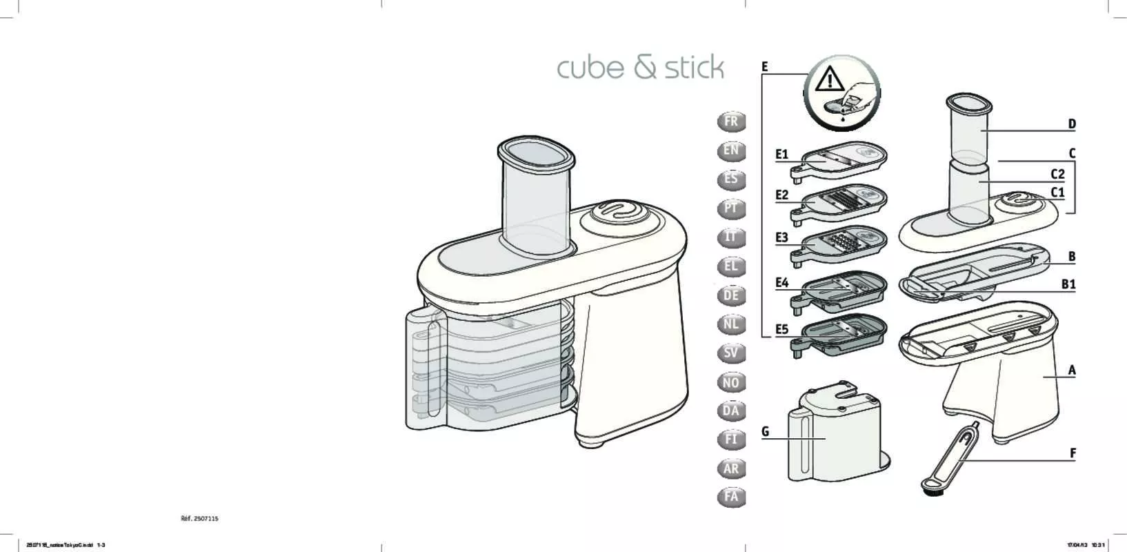 Mode d'emploi MOULINEX DJ905810 FRESS CUBE&STICK