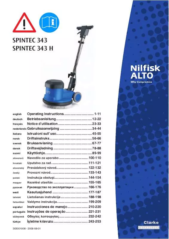 Mode d'emploi NILFISK SPINTEC 343