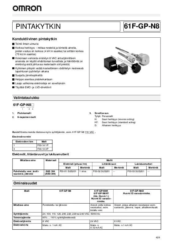 Mode d'emploi OMRON 61F-GP-N8