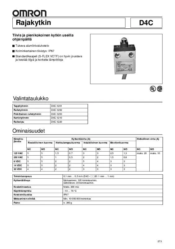 Mode d'emploi OMRON D4C