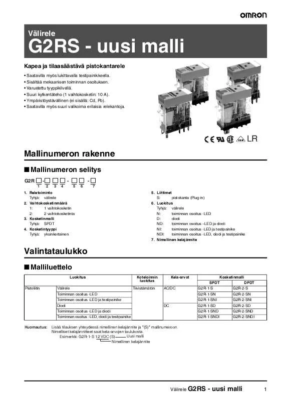 Mode d'emploi OMRON G2RS