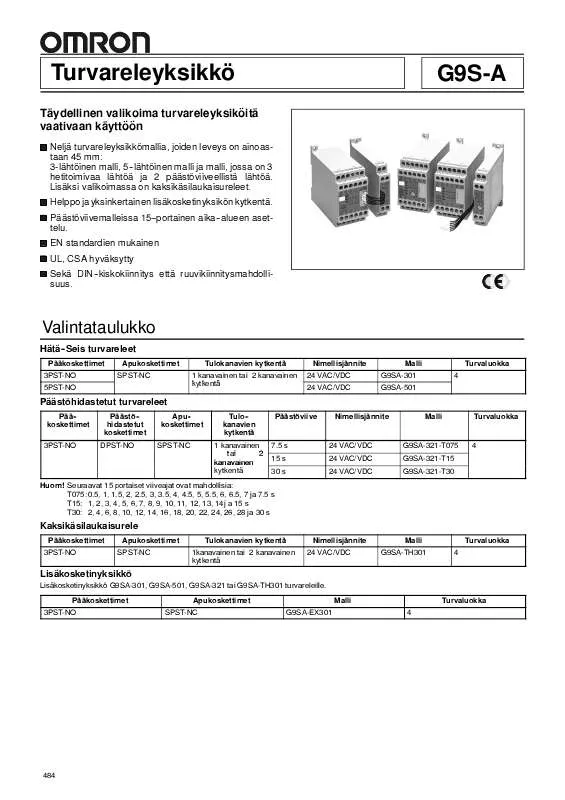 Mode d'emploi OMRON G9SA