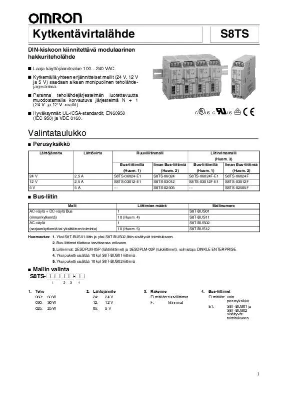 Mode d'emploi OMRON S8TS