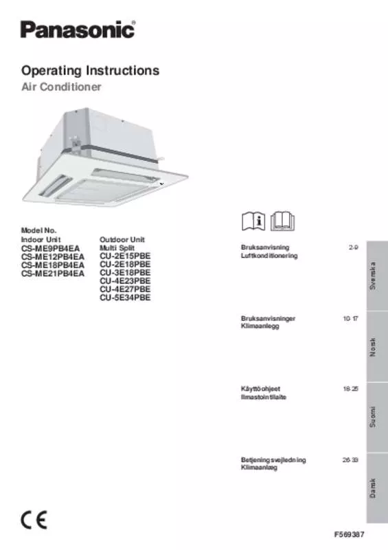 Mode d'emploi PANASONIC CS-ME18PB4EA