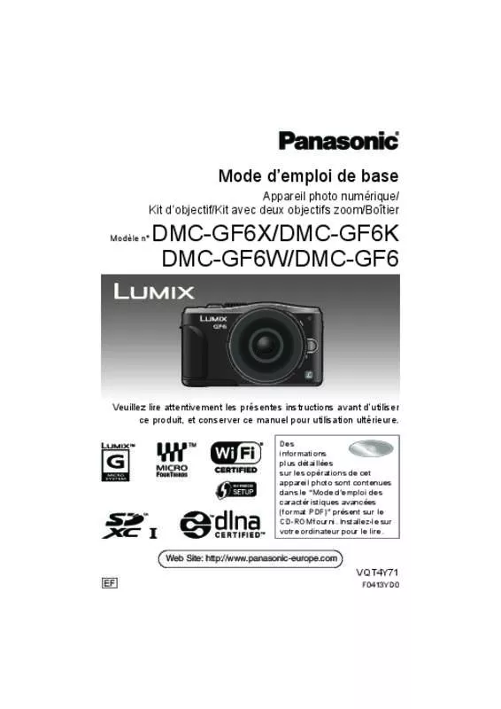 Mode d'emploi PANASONIC DMCGF6XEF