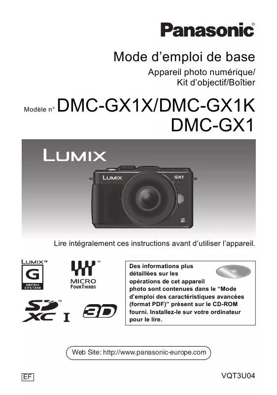 Mode d'emploi PANASONIC DMCGX1XEF