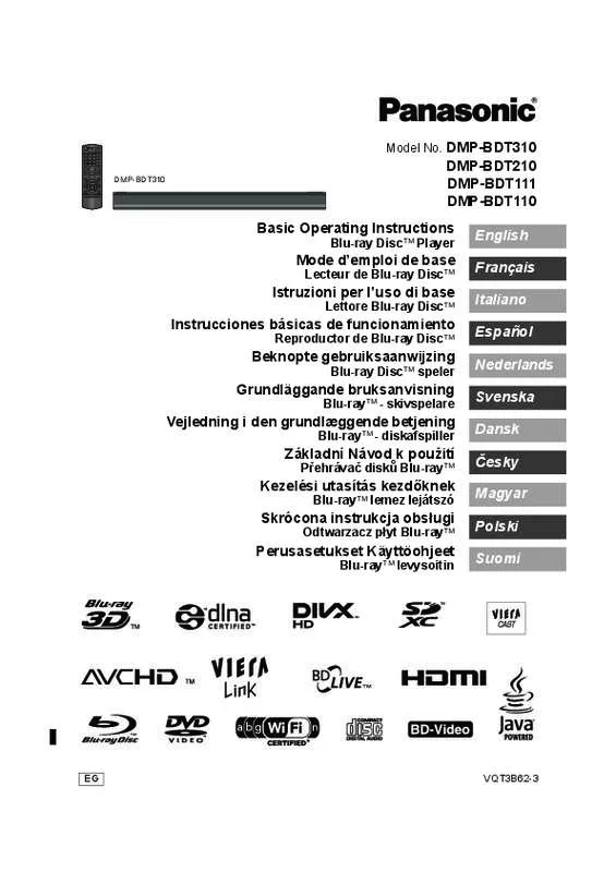 Mode d'emploi PANASONIC DMP-BDT310