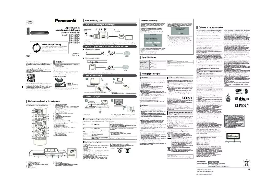 Mode d'emploi PANASONIC DMP-BDT370EG