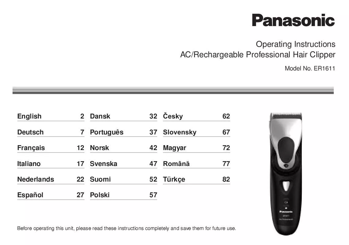 Mode d'emploi PANASONIC ER1611