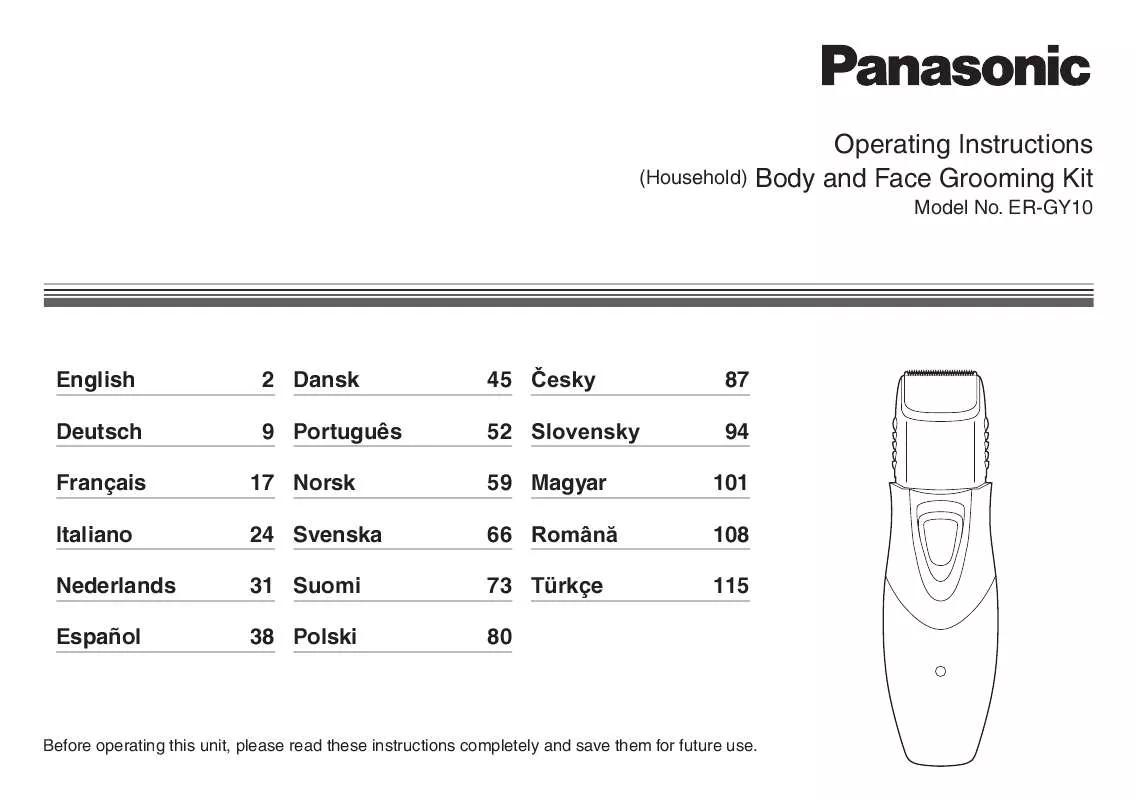 Mode d'emploi PANASONIC ER-GY10