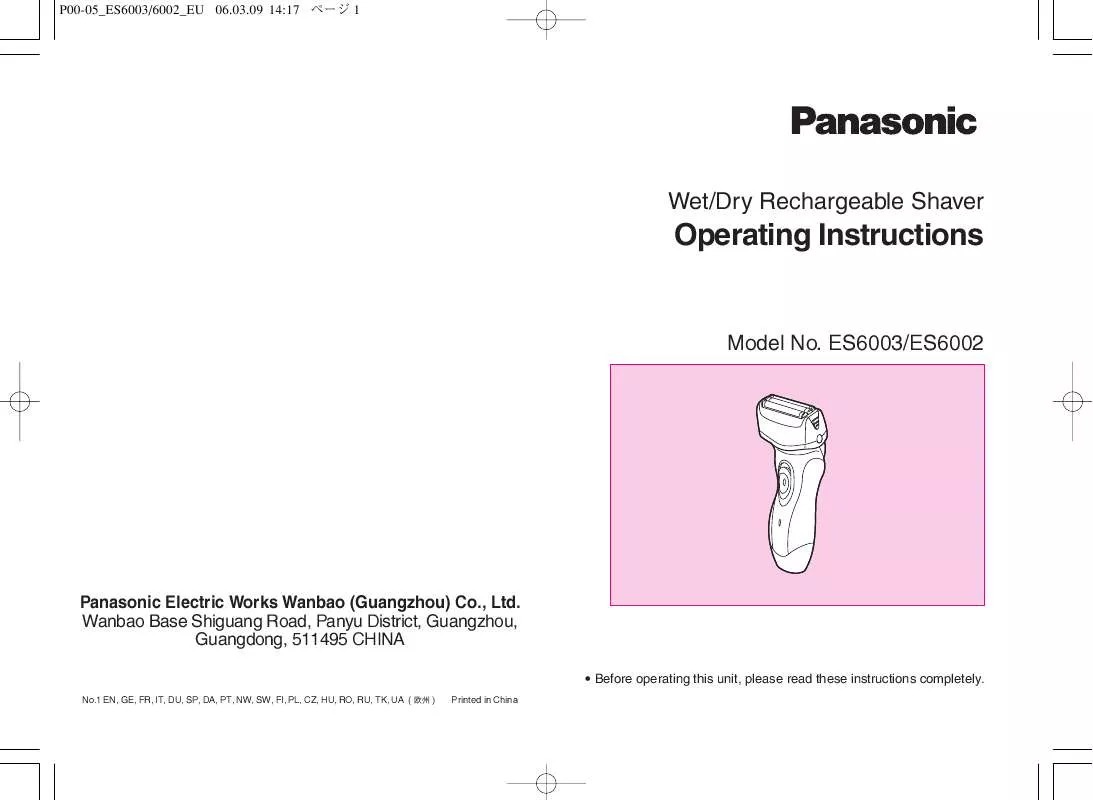 Mode d'emploi PANASONIC ES-6003E8