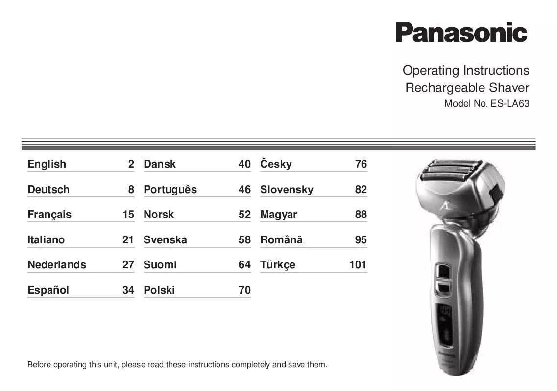 Mode d'emploi PANASONIC ES-LA63