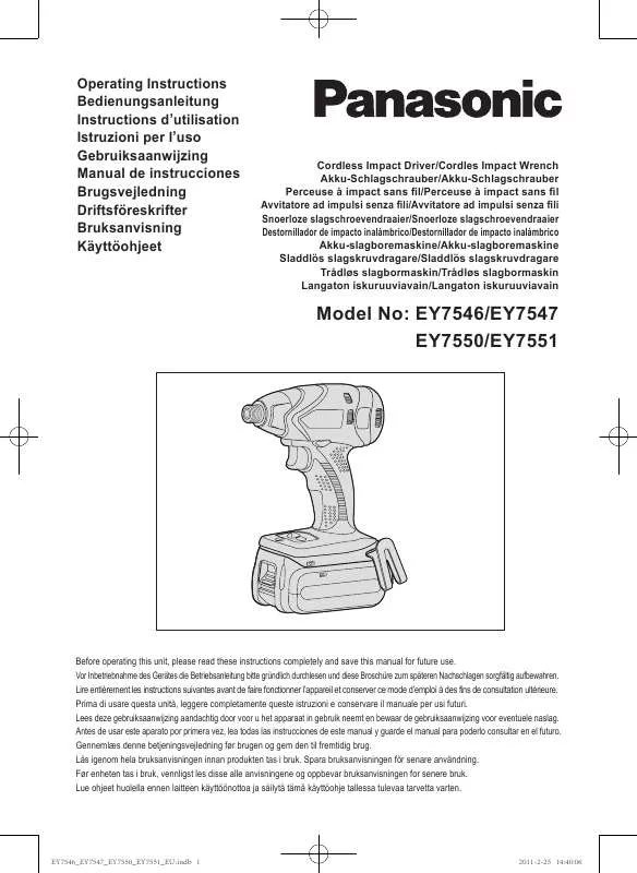 Mode d'emploi PANASONIC EY7550