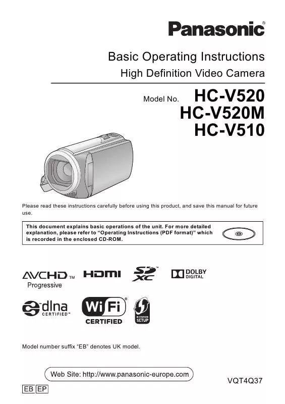 Mode d'emploi PANASONIC HCV510EP