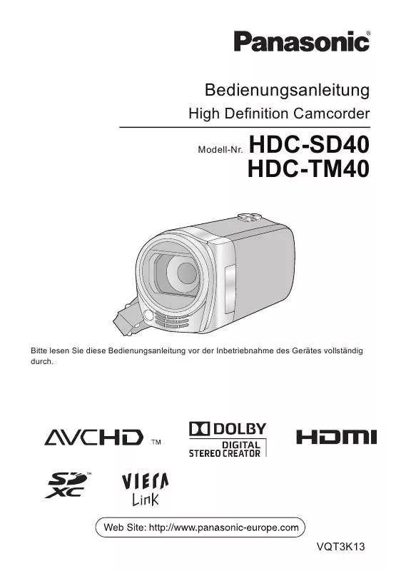 Mode d'emploi PANASONIC HDCTM40EG