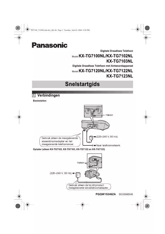 Mode d'emploi PANASONIC KXTG7103NL