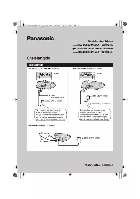 Mode d'emploi PANASONIC KXTG8072NL