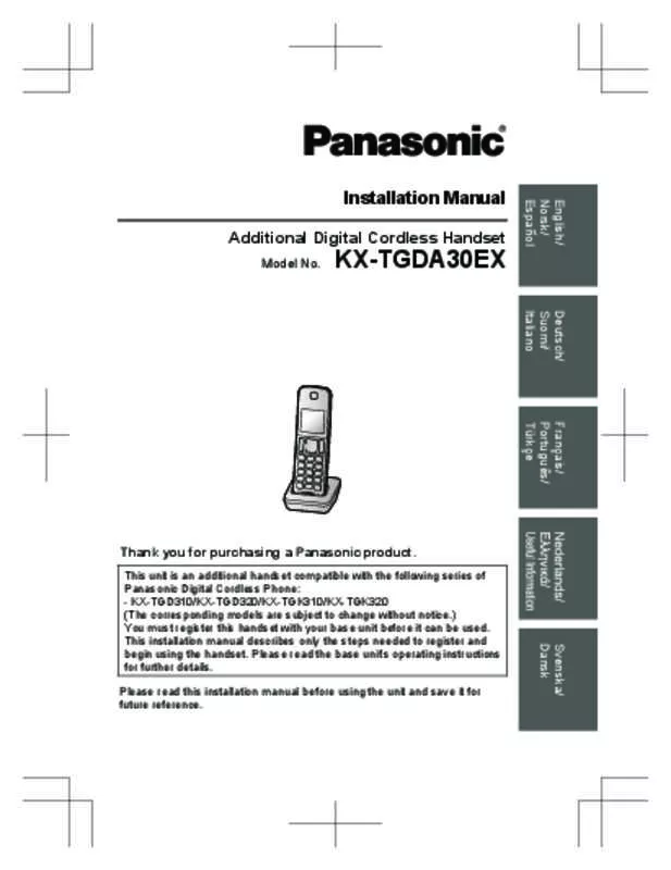 Mode d'emploi PANASONIC KXTGDA30EX