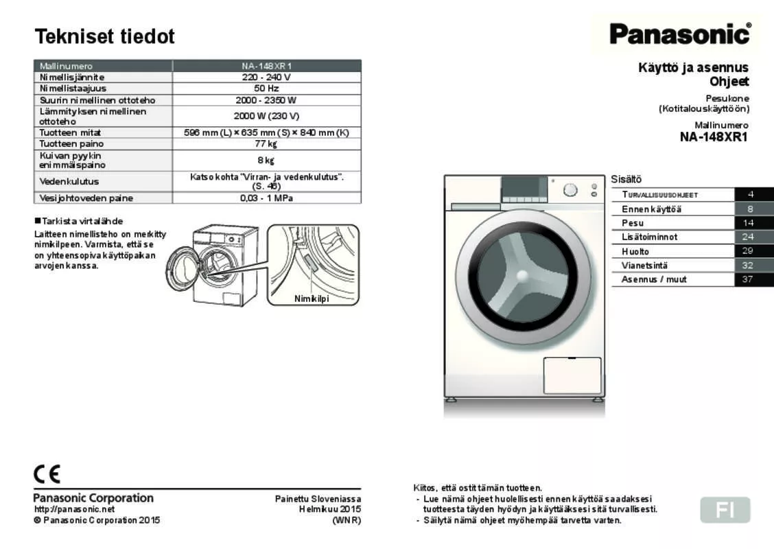 Mode d'emploi PANASONIC NA-148XR1