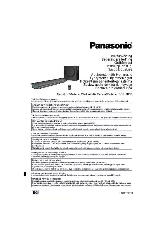 Mode d'emploi PANASONIC SC-HTB18EG