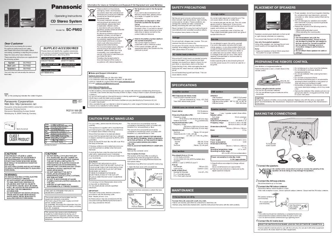 Mode d'emploi PANASONIC SCPM02EB