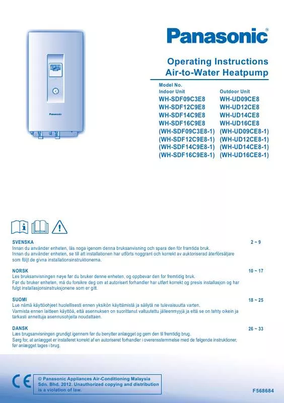 Mode d'emploi PANASONIC WH-SDF09C3E81