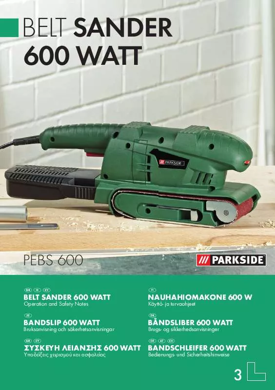 Mode d'emploi PARKSIDE KH 3032 BELT SANDER 600 WATT