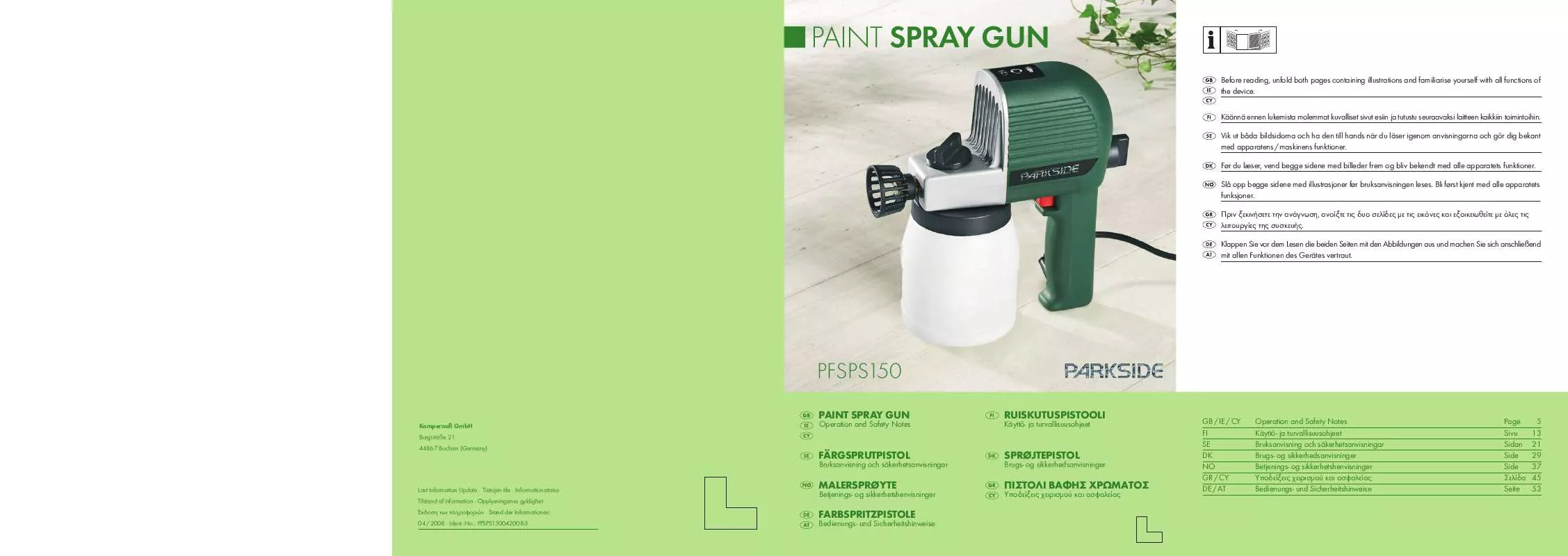 Mode d'emploi PARKSIDE KH 3114 PAINT SPRAY GUN