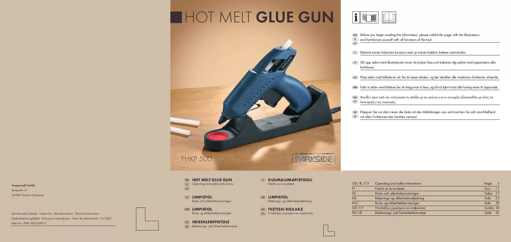 Mode d'emploi PARKSIDE KH 3119 HOLT MELT GLUE GUN