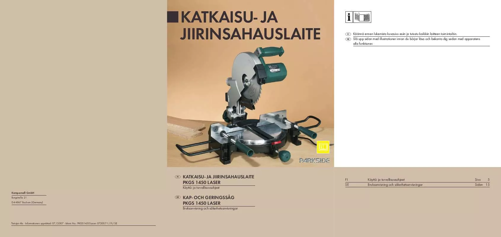 Mode d'emploi PARKSIDE KH 3175 CHOP AND MITRE SAW