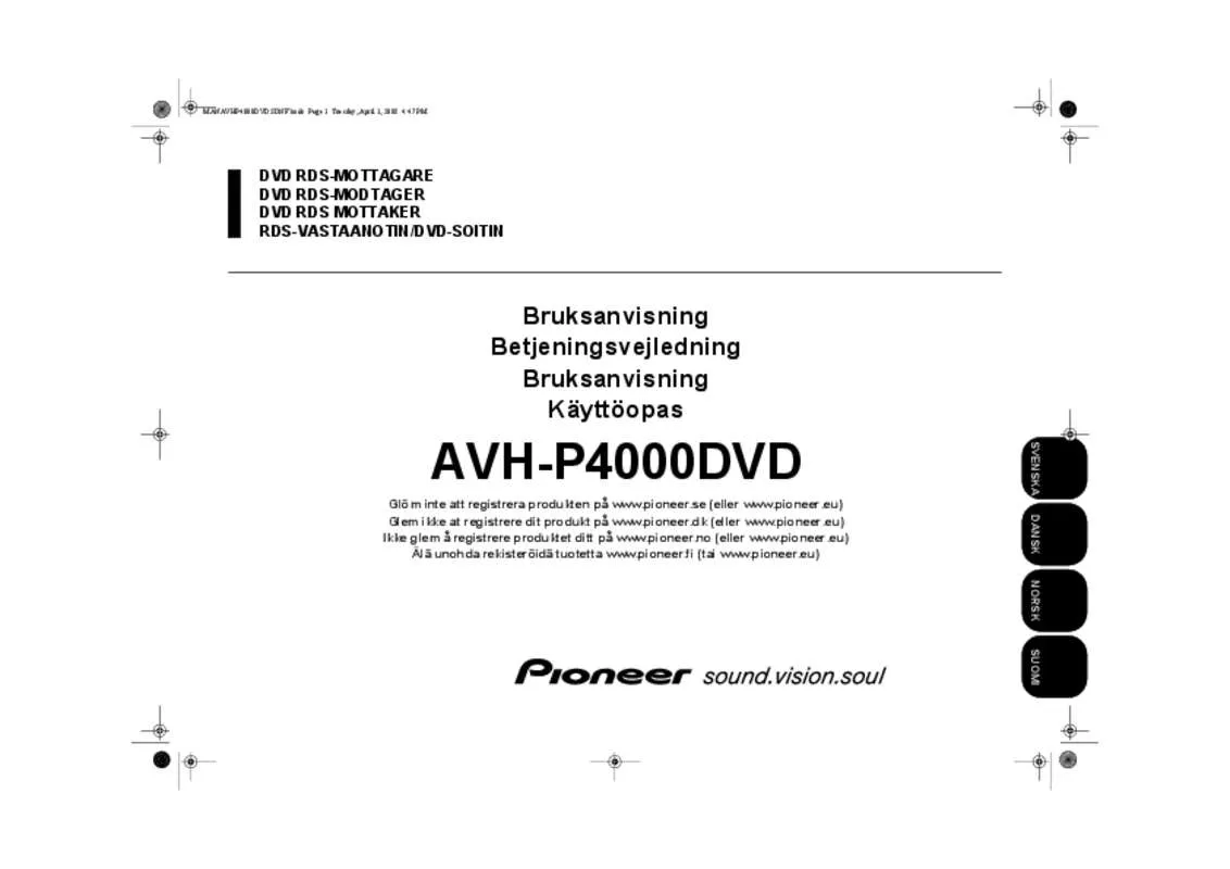 Mode d'emploi PIONEER AVH-P4000DVD