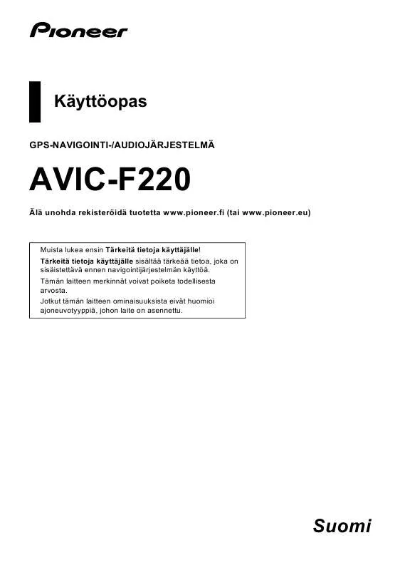 Mode d'emploi PIONEER AVIC-F220