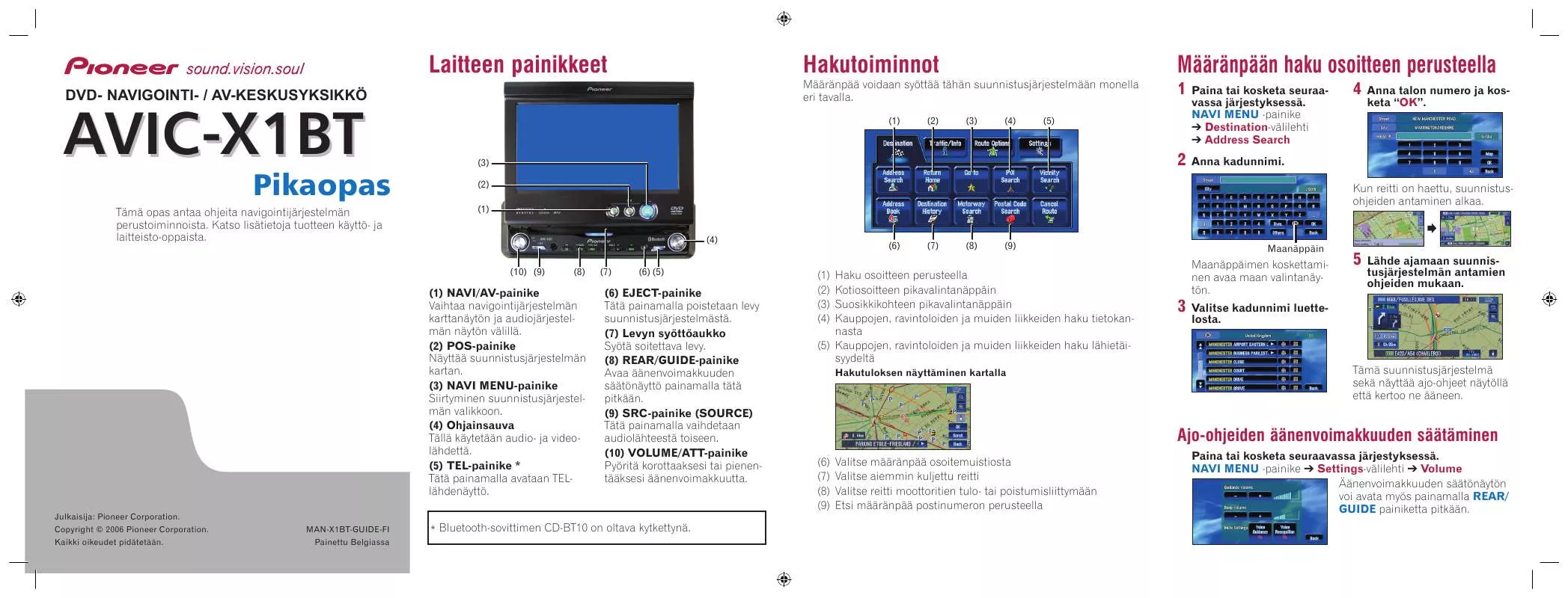 Mode d'emploi PIONEER AVIC-X1BT