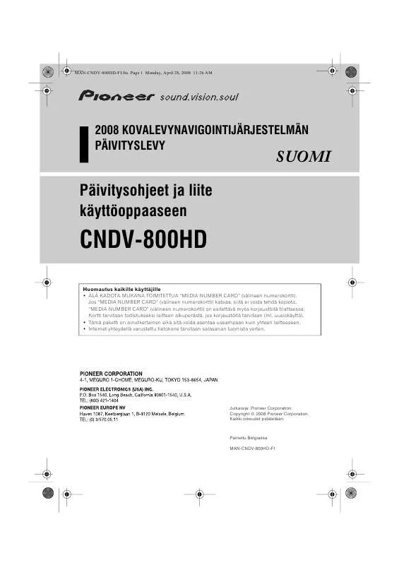 Mode d'emploi PIONEER CNDV-800HD