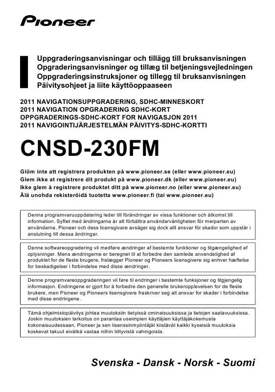 Mode d'emploi PIONEER CNSD-230FM