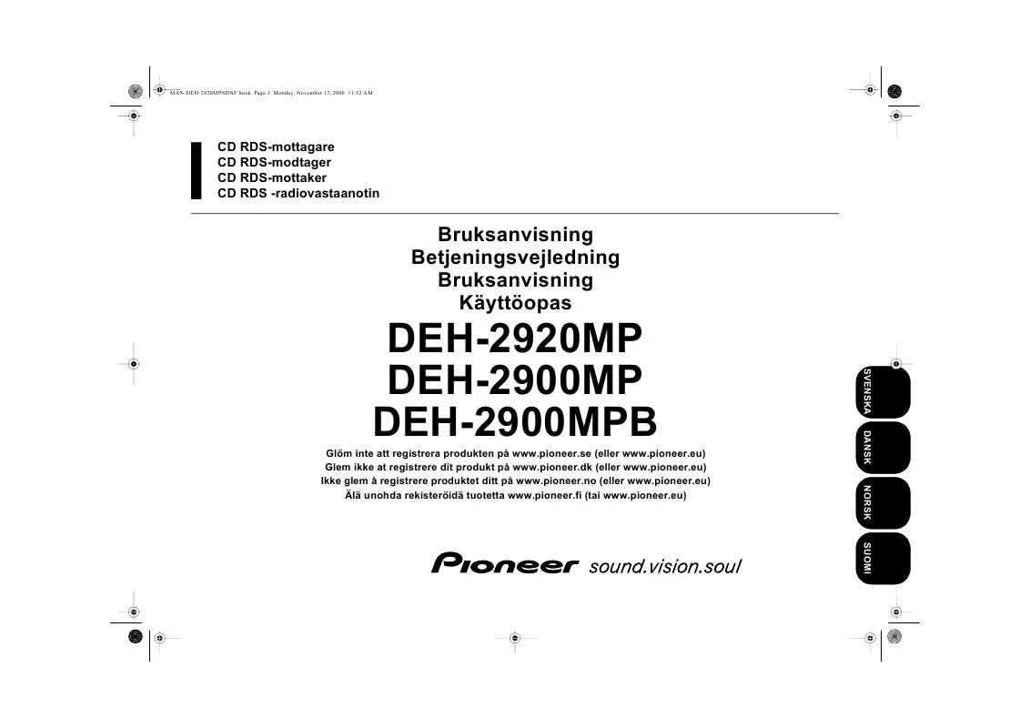 Mode d'emploi PIONEER DEH-2900MPB