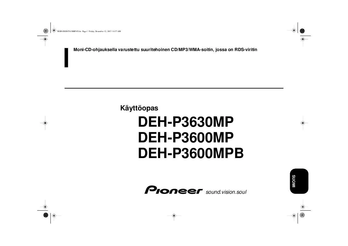 Mode d'emploi PIONEER DEH-P3600MP