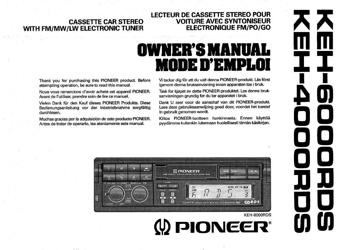 Mode d'emploi PIONEER KEH-4000RDS