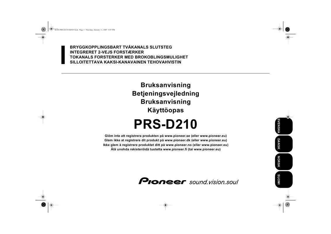 Mode d'emploi PIONEER PRS-D210