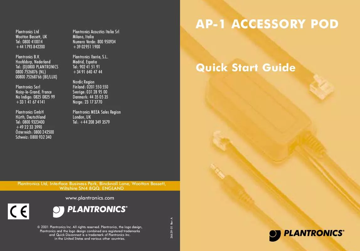 Mode d'emploi PLANTRONICS AP-1 ACCESSORY POD