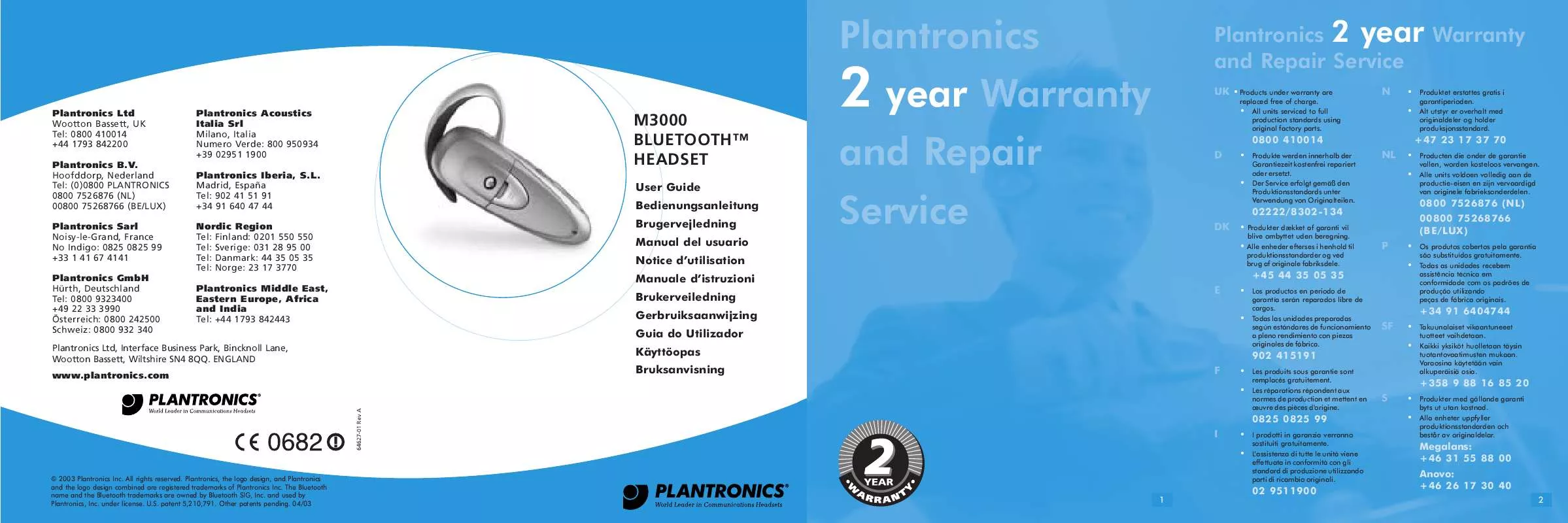 Mode d'emploi PLANTRONICS M3000