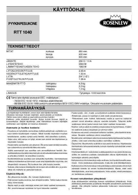 Mode d'emploi ROSENLEW RTT1040