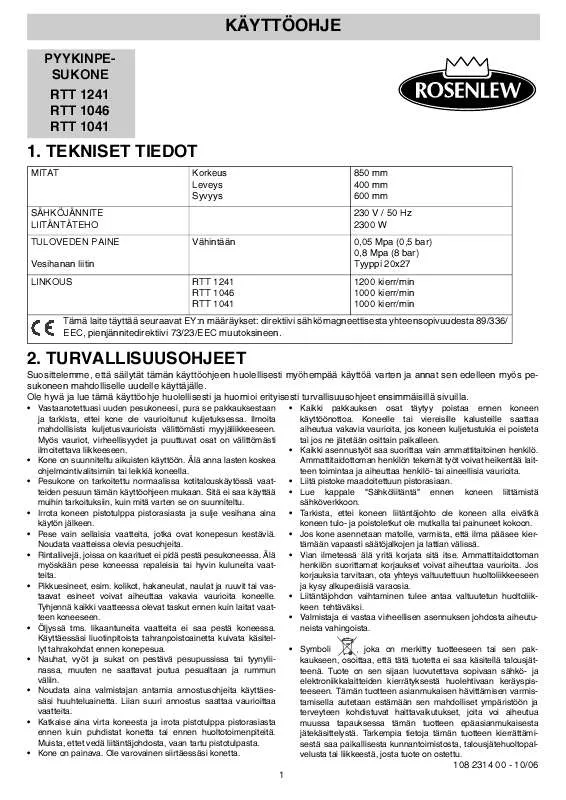 Mode d'emploi ROSENLEW RTT1041