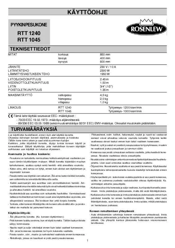 Mode d'emploi ROSENLEW RTT1045