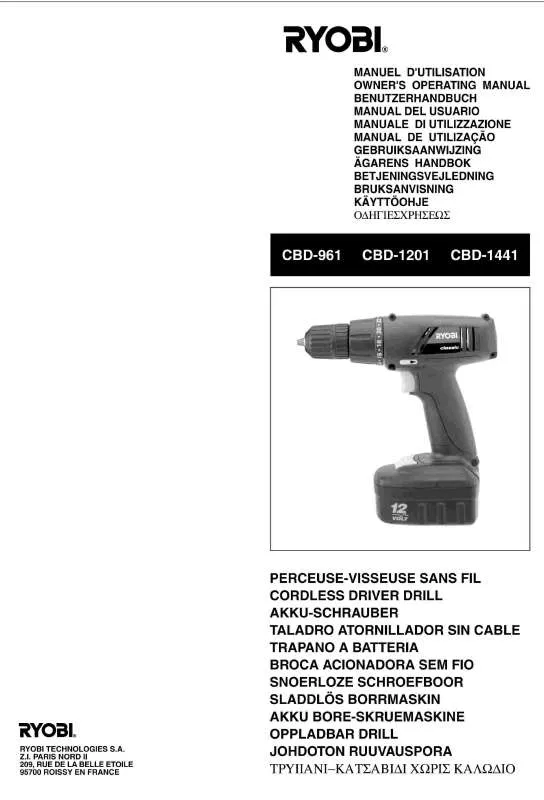 Mode d'emploi RYOBI CBD-1201