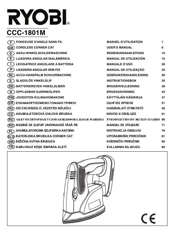 Mode d'emploi RYOBI CCC1801M