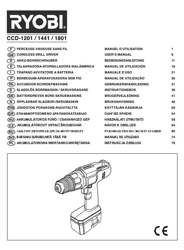 Mode d'emploi RYOBI CCD-1441