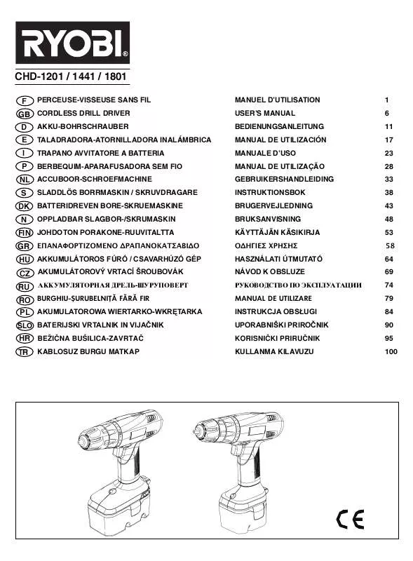 Mode d'emploi RYOBI CHD1441